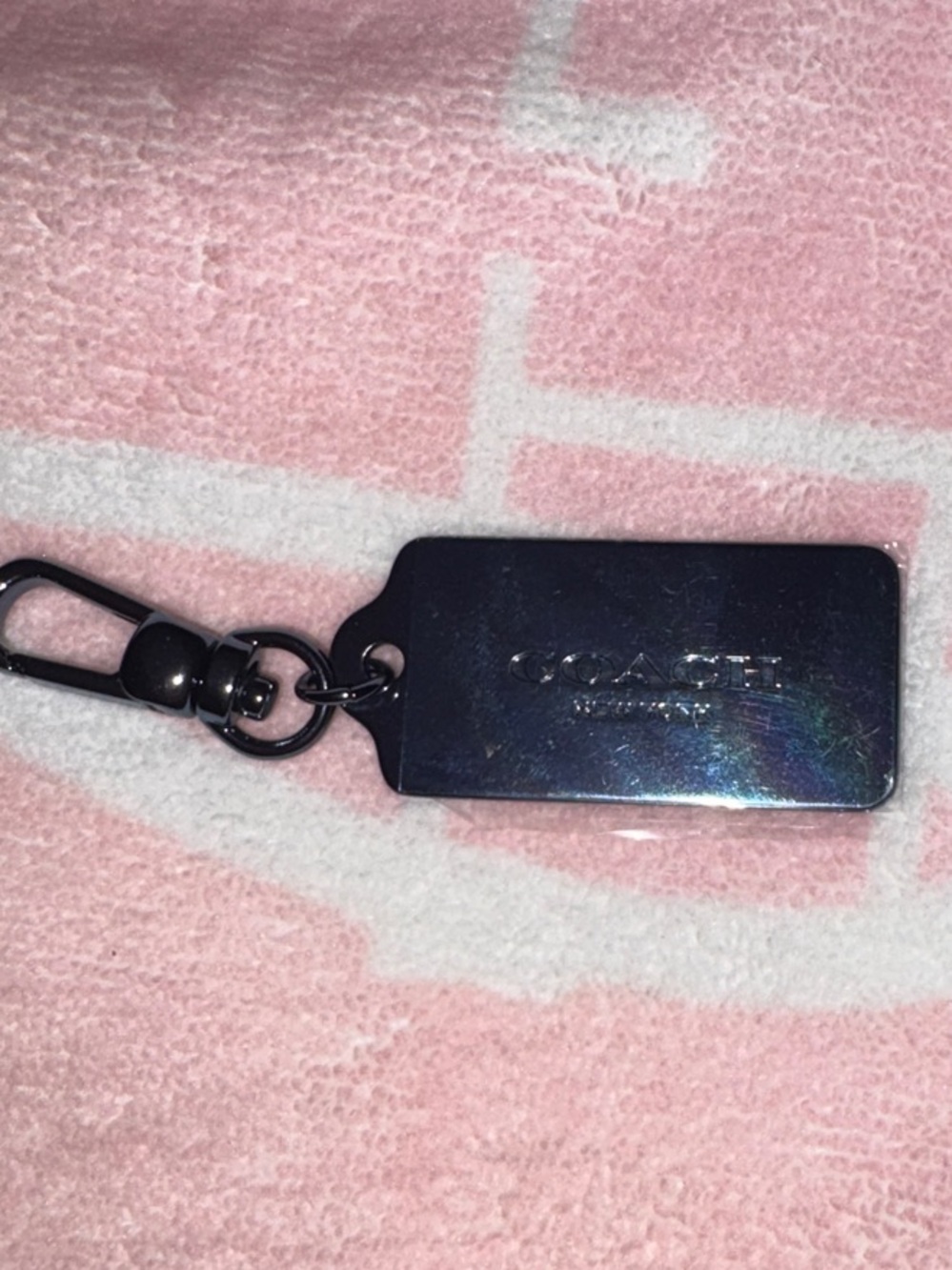 Coach Blue Metal  Rectangular Keychain Tag with Clip